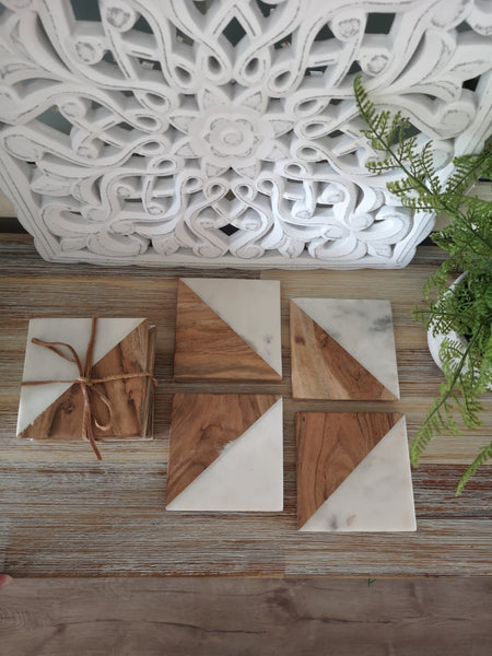 Marble and Wood Coasters