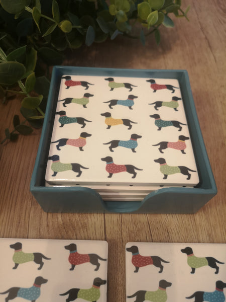 Ceramic Dotty Dachshund Coasters