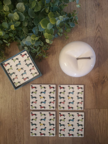 Ceramic Dotty Dachshund Coasters