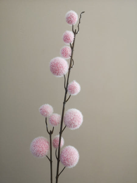 Grey / Pink Pom Pom Stems