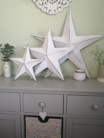 Metal Barn Stars - grey / white