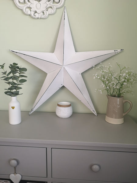 Metal Barn Stars - grey / white