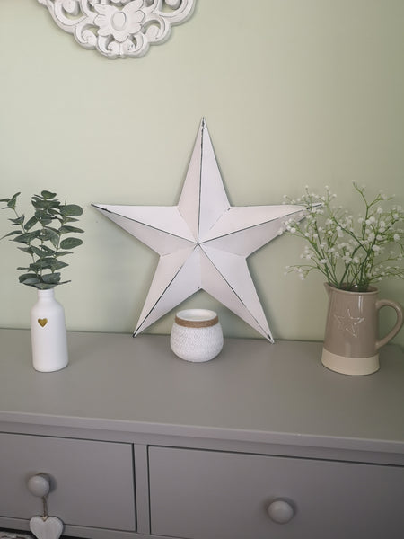 Metal Barn Stars - grey / white