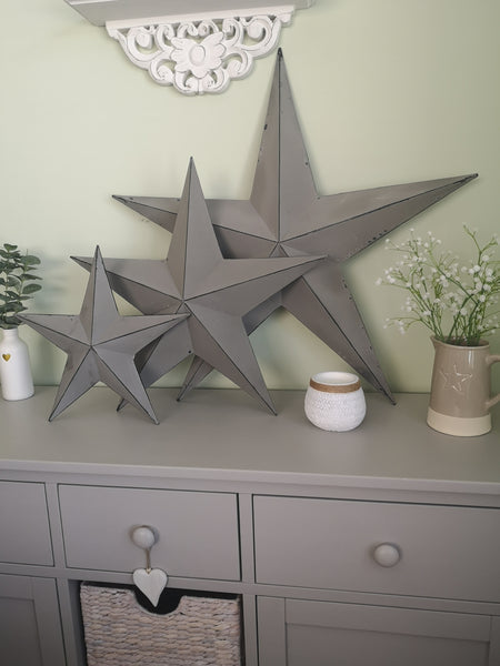 Metal Barn Stars - grey / white