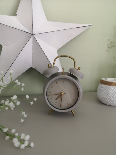 Vintage Alarm Clock - Pastel Pink / Grey