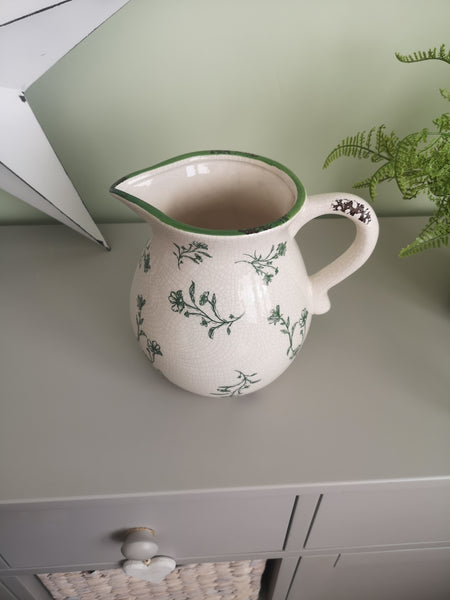 Green Vintage Floral Pitcher