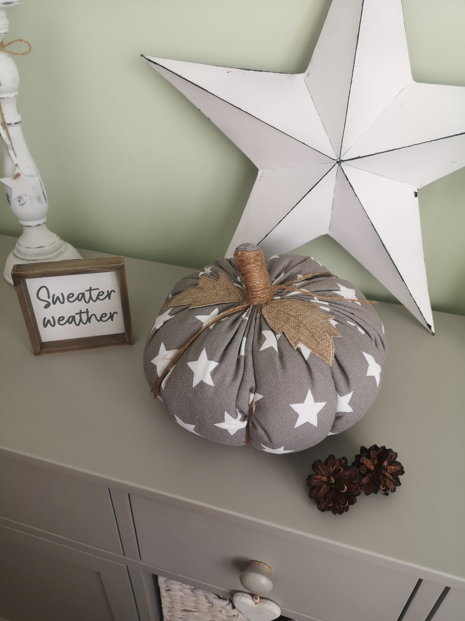 Grey Large Pumpkin Doorstop